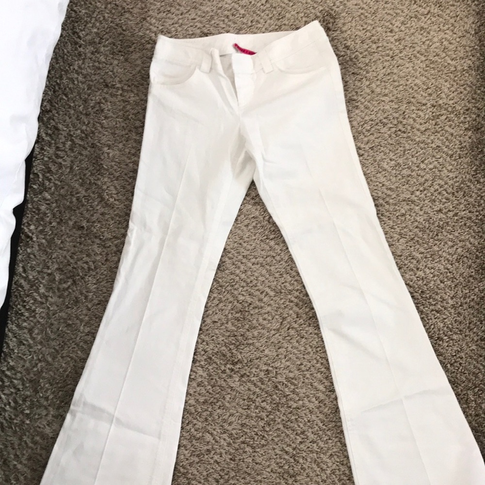 Alice + Olivia White Denim Flared Jeans
